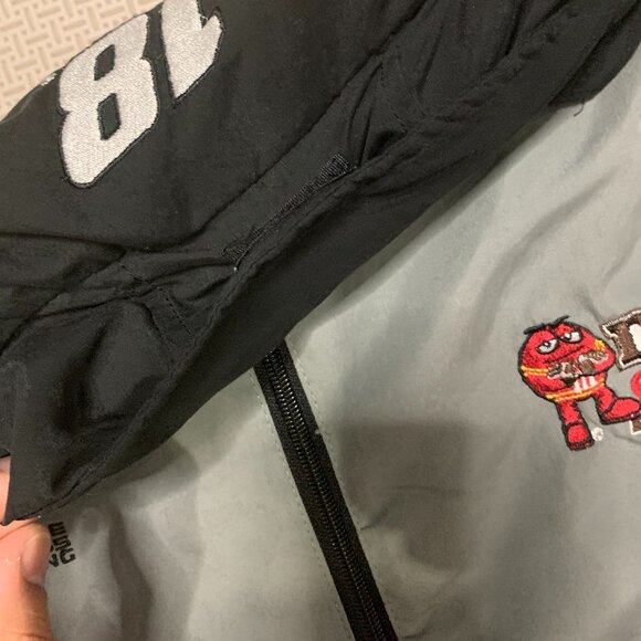 Vintage M&M’s Nascar Joe Gibbs #18 Racing Full Zip Hooded Jacket Gray Sz S - Picture 5 of 8